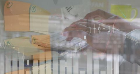 Digital Trading Data Overlaid on Office Workspace - Download Free Stock Images Pikwizard.com