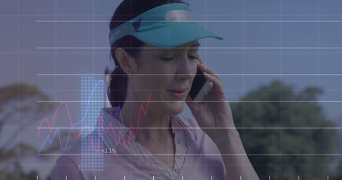 Golf Player Analyzing Digital Data on Smartphone While On-Field