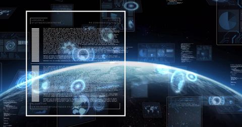 futuristic digital data and algorithm overlay on earth from space - Download Free Stock Images Pikwizard.com