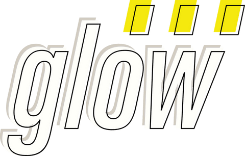 Glow text with yellow bars on transparent background