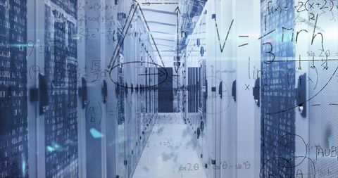 data processing algorithms over virtual server room interface - Download Free Stock Images Pikwizard.com