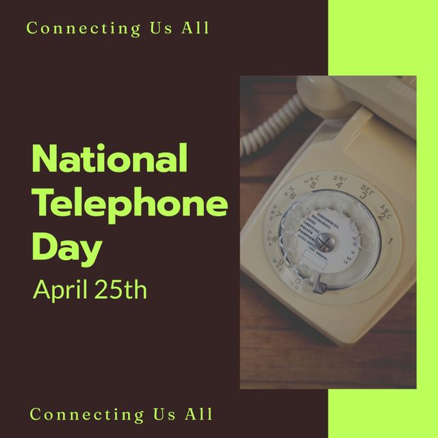 National Telephone Day Visual Celebration with Vintage Rotary Phone - Download Free Stock Templates Pikwizard.com