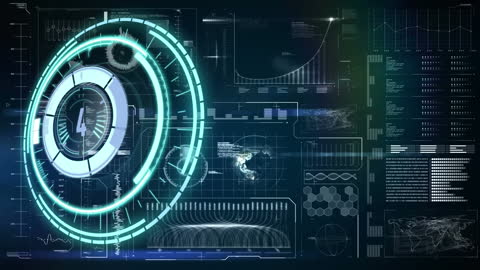 Futuristic Data Processing Interface with Countdown Animation