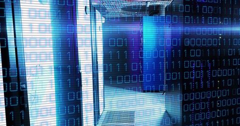 Binary Code Overlay on Servers in Data Center - Download Free Stock Images Pikwizard.com