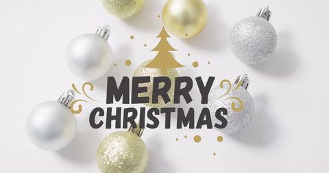 Festive Merry Christmas Greeting with Ornament Decorations