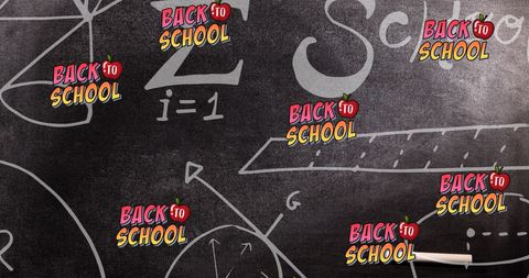 Back to school design with mathematical equations on chalkboard