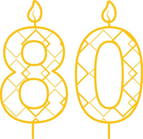 Yellow 80 Birthday Candle with Pattern on Transparent Background - Download Free Stock Videos Pikwizard.com