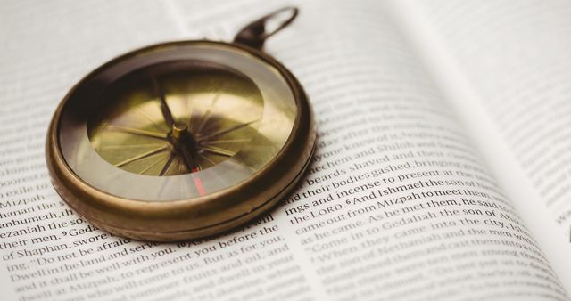 Vintage Compass Resting on Christian Holy Bible Page - Download Free Stock Images Pikwizard.com