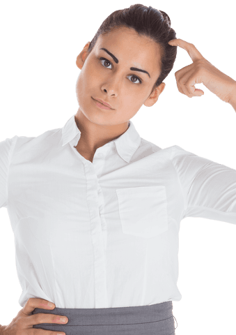 Thoughtful Businesswoman on Transparent Background, Office Ready Look