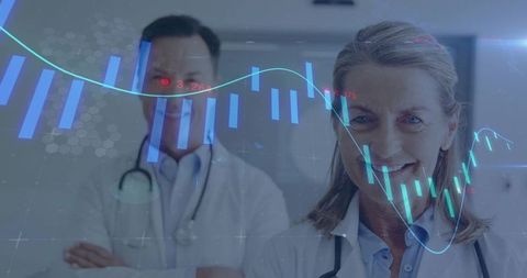 Senior female doctor smiling while presenting digital health analytics and clinical data