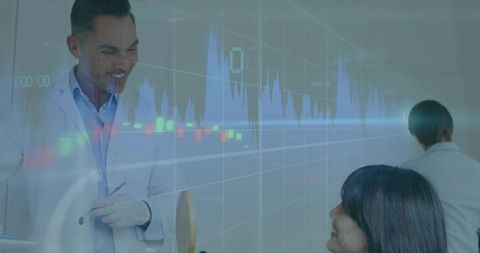 Physician Interpreting Medical Data for Patient with Technological Overlay