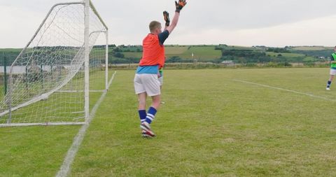 Goalkeeper training football pitch team sports