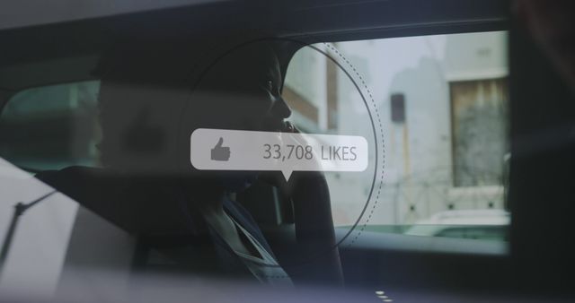 Person Looking Through Car Window with Social Media Likes Indicator - Download Free Stock Images Pikwizard.com