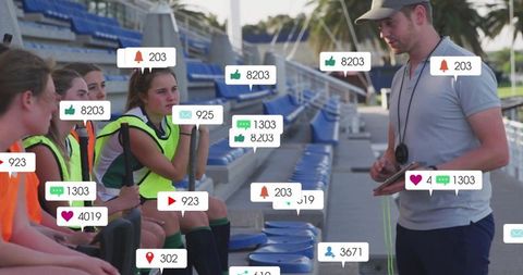 Youth Soccer Team Coaching Social Abstract with Notifications