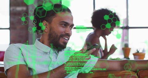 Technologically savvy man engaging with modern digital technology