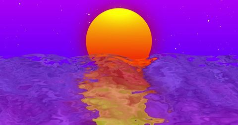 Vibrant Sunset Over Colorful Ocean with Purple Sky - Download Free Stock Images Pikwizard.com