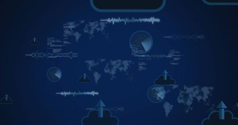 Digital Interface with Icons and Global Map - Download Free Stock Images Pikwizard.com