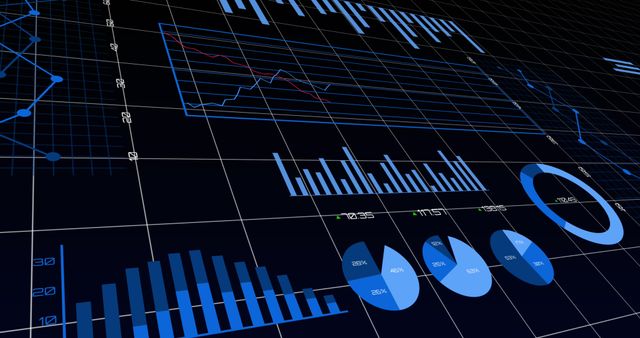 Abstract Data Interfaces with Charts and Graphs on Dark Background - Download Free Stock Images Pikwizard.com