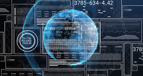 Holographic Globe with Data Overlays Illustrating Global Technology Interface