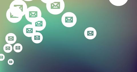 Digital Email Network Icons with Gradient Green Background