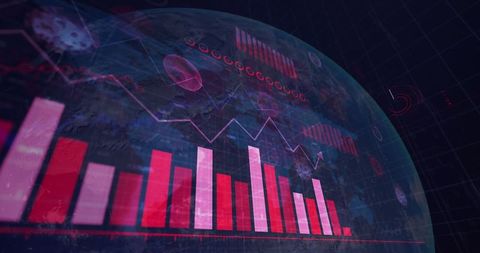 Dynamic Global Data Analytics Graphs on Digital Screen - Download Free Stock Images Pikwizard.com