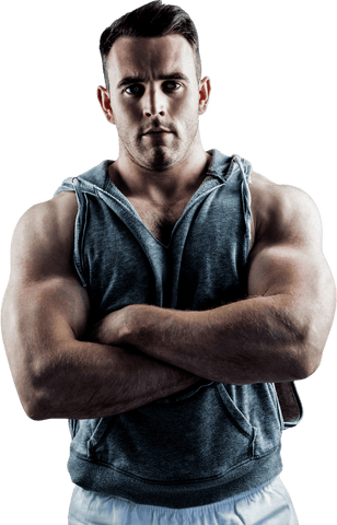 Muscular Man with Crossed Arms Transparent Background
