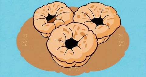 Three Bagels on Elegant Doily with Textured Blue Background