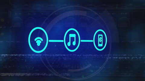 Digital Connectivity Concept with Media Icons and Data Flow