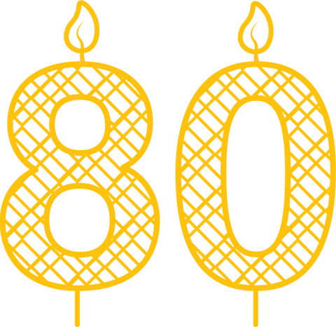 Golden 80th Birthday Candles Transparent Background Illustration