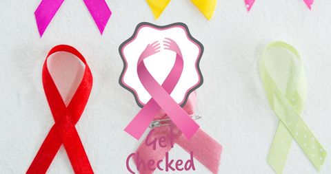 Colorful awareness ribbons promoting health and support