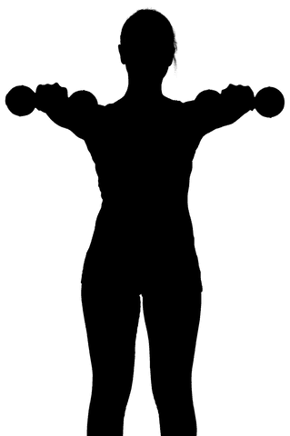 Silhouette female lifting dumbbells transparent background