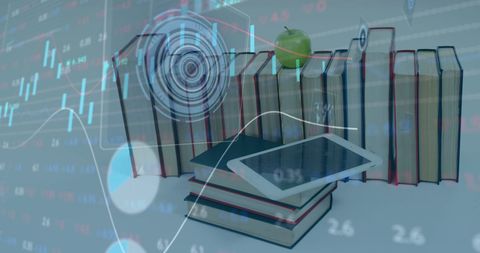 Innovative Financial Technology Concept with Books and Tablet