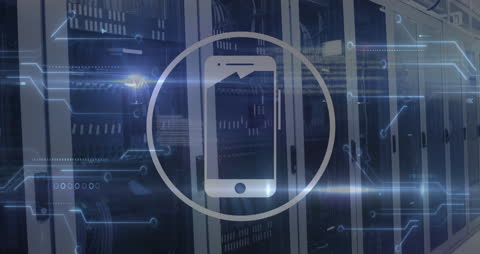 Smartphone Icon with Digital Data Concept Overlay