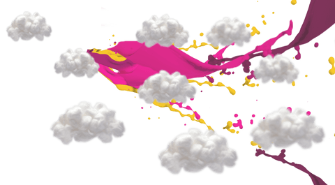 Abstract Clouds with Paint Brush Strokes on Transparent