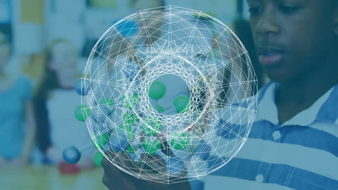 African American Student Exploring Molecular Structure in Classroom