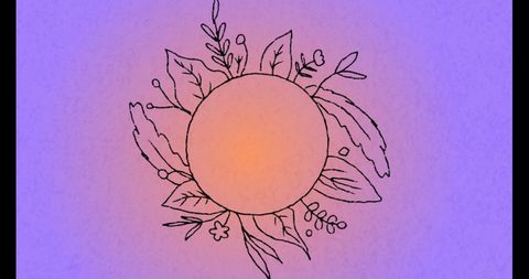 Botanical Circle with Leaves on Purple Background with Copy Space - Download Free Stock Images Pikwizard.com