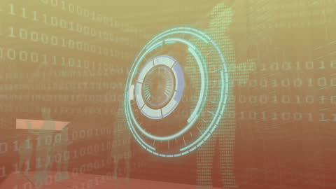 Futuristic Digital Data Scan with Binary Code Overlay