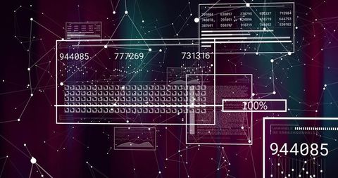 Abstract visualization of digital network with keyboard interface