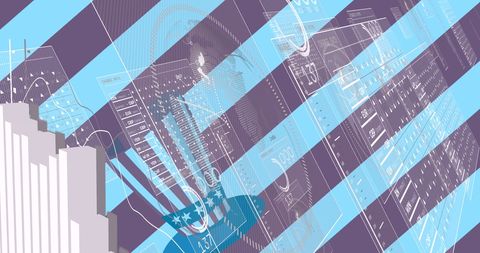 American Flag Concept with Statistical Analysis Elements