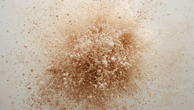 Dynamic Beige Powder Explosion Creating Abstract Shape