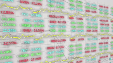 Financial Market Chart with Animated Trading Data Display