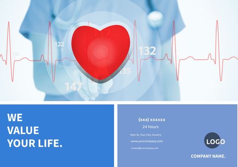 healthcare promotion with heart and ecg symbol - Download Free Stock Templates Pikwizard.com