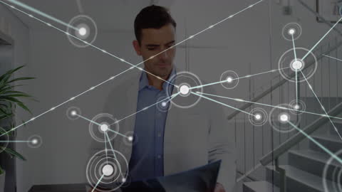 Doctor Analyzing Medical Data on Modern Interface