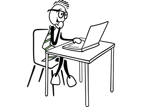 cartoon male using laptop at desk transparent background - Download Free Stock Videos Pikwizard.com