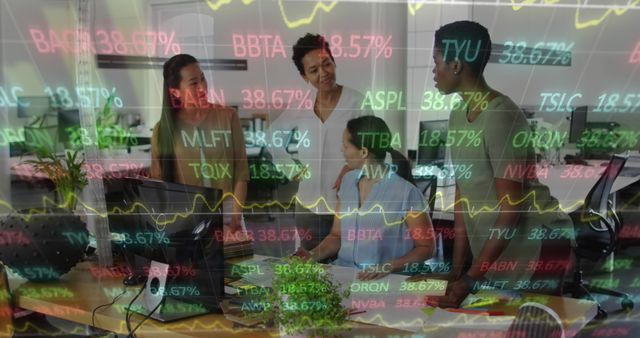 Diverse Team Working with Digital Financial Data Overlay - Download Free Stock Images Pikwizard.com