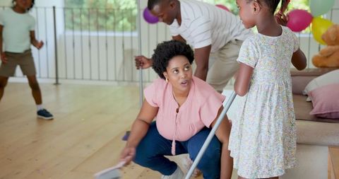 Family Cleaning Together at Home Enhancing Bonding
