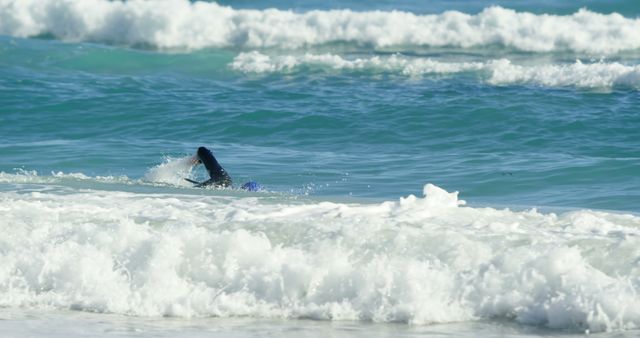 Surfer Struggling Amidst Strong Ocean Waves - Download Free Stock Photos Pikwizard.com