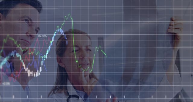 Medical Professionals Analyzing Data with Graph Overlay - Download Free Stock Images Pikwizard.com