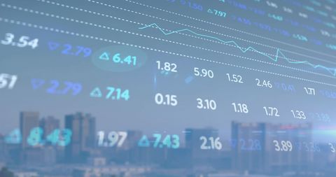 Digital Stock Market Display Over Modern Cityscape - Download Free Stock Images Pikwizard.com