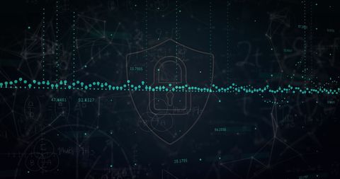 Digital lock icon on data flow background showing cybersecurity concepts